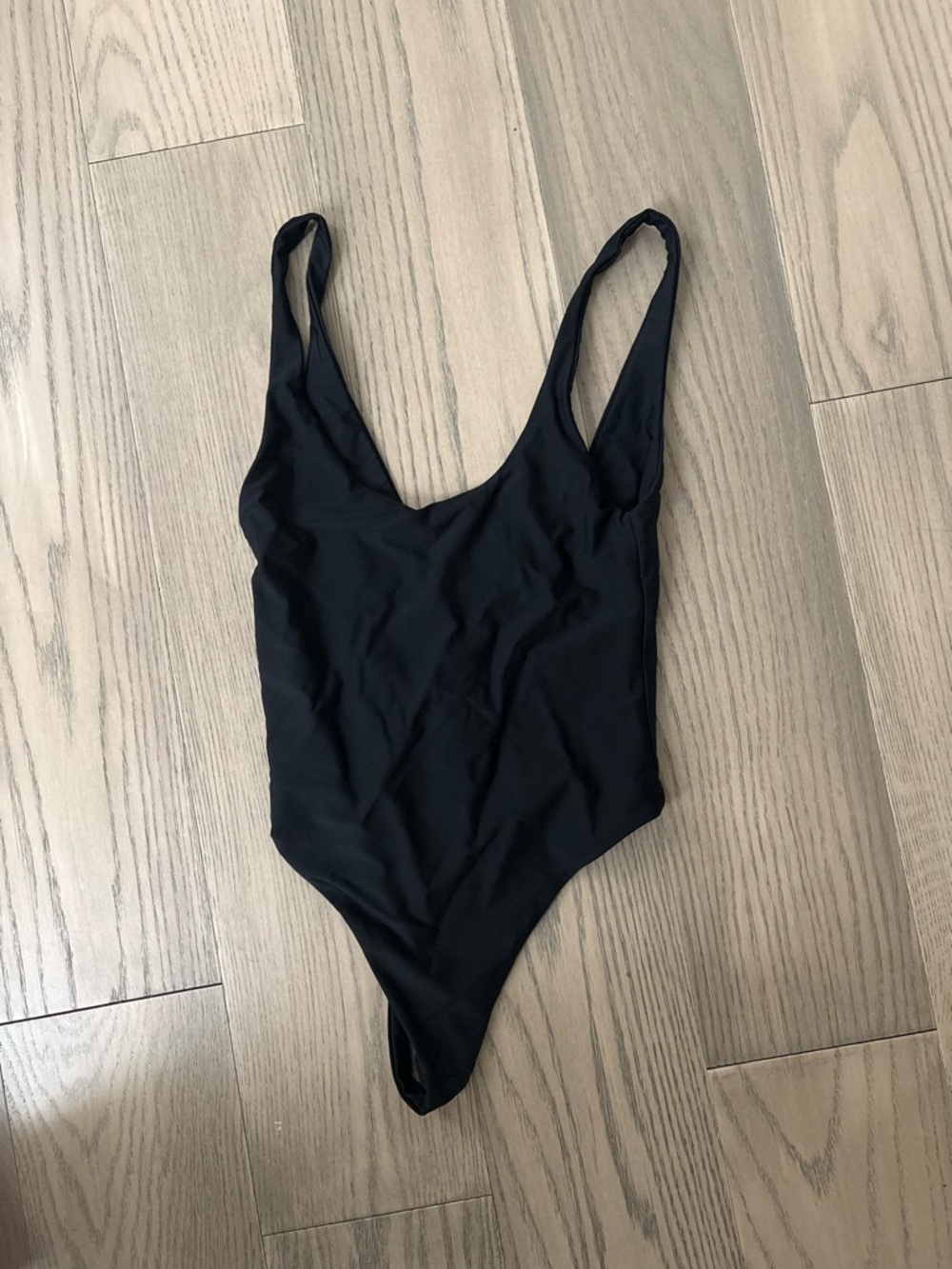 Bamba Swim Black Scoop Neck One-Piece Thong Swimsuit